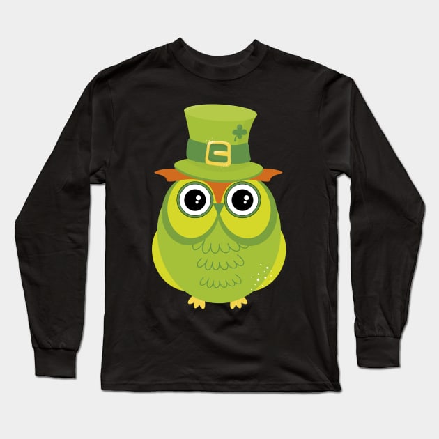St. Patrick's Day Owl Long Sleeve T-Shirt by BK55